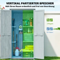 Outsunny Gartenschrank Holz wetterfest Geräteschuppen mit Doppeltür Magnetverschluss für Garten Terrrasse 85 x 54 x 170 cm Grau(m-4)
