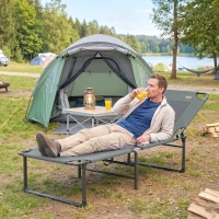 Outsunny Tumbona de Exterior Reclinable 4 Posiciones, Silla Plegable con Asa, Gris.(m-4)