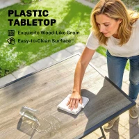 Outsunny Tuinmeubelset Inklapbaar Eetset 5-delig Tafel met 4 Ademende Stoelen Houtlook Ruimtebesparend(m-6)