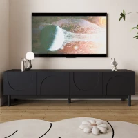 Mobile TV basso con ante a U, 169x34x45.5 cm, Nero(m-1)