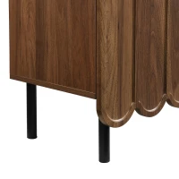 Credenza moderna con 9 ante ondulate, in MDF, 120x35x80 cm, Marrone(m-6)