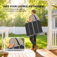 Outsunny 5-Position Adjustable Sun Loungers Set of 2 with Reading Hole and Side Pocket, Black(m-7)