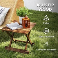 Outsunny Fir Wood Folding Coffee Table, Lightweight Small Garden Table with Slatted Top, Portable Folding Side Table for Balcony(m-6)