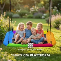 AIYAPLAY Nestschommel Hoogteverstelbaar Hangschommel tot 300kg met verstelbare touwen voor 3-8 jaar 148x77x180 cm Meerkleurig(m-5)