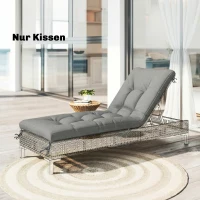 Outsunny Palletkussen Afneembaar Zitkussen met Bevestigingsriemen Palletkussen voor de meeste Ligstoelen 198x65x13cm Lichtgrijs(m-2)