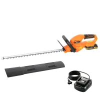 Outsunny Aparador de Sebes Elétrico 100 W, Lâmina 51 cm, Bateria 2,0 Ah e Carregador, Laranja(m-7)