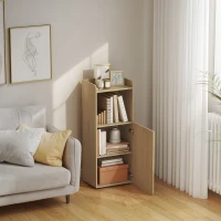 HOMCOM mueble de baño para nicho con armario, estante abierto, estante ajustable, armario de baño, 40 x 31 x 104 cm, Roble amarillo(m-4)