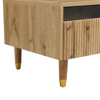 Ensemble de meubles LED moderne, meuble TV avec 4 portes & table basse avec 2 tiroirs, 178x35x45+110x50x40 cm, Couleur naturelle(m-8)