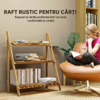 Outsunny Suport pentru Plante Pliabil, Jardinieră cu 3 Niveluri, Raft de Exterior pentru Plante, 80x37x93 cm, Lemn Natural(m-8)