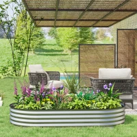 Outsunny Jardinera elevada galvanizada de acero cama de jardín borde caucho 181 x 93 x 30 cm plateado(m-4)