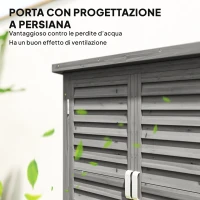 Outsunny Armadio da Giardino in Legno di Abete con Porte a Persiana e 2 Ripiani, 87x46.5x96.5cm, Grigio(m-4)