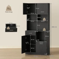 HOMCOM Keukenkast buffetskast met lade soft-close 80x35x180 cm zwart(m-3)