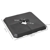 Outsunny Base per Ombrellone a Braccio da 4 Pezzi Riempibile con Acqua o Sabbia per Basi a Croce da 100x100cm, Nero(m-3)