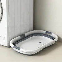 PawHut Dog Bath Tub, Portable Foldable Dog Bathtub with Drainage Hole, for Small Dogs Puppies Grey(m-8)