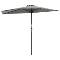 Outsunny Ombrellone da Parete Mezzaluna Salvaspazio con Apertura a Manovella, 2.7x2.4 m, Grigio Chiaro