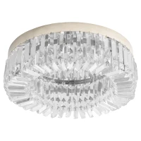HOMCOM Crystal Ceiling Light Modern Chandeliers Stainless Steel Pendant Lights with Crystal Decorations for Living Room Bedroom Dining Room Hall Silver(m-1)