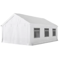 Outsunny Gazebo de Jardin 4x6 m avec Panneaux Latéraux, 6 Fenêtres et Double Entrée, en Acier Galvanisé, Blanc(m-1)