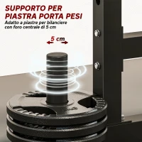 SPORTNOW Porta Bilanciere Regolabile a 2 Livelli con Porta Dischi, in Acciaio, 110x91x145 cm, Nero(m-7)