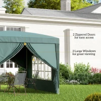 Outsunny 3 x 3m Pop Up Gazebo, Wedding Party Canopy Tent Marquee with Carry Bag and Windows, Green(m-7)