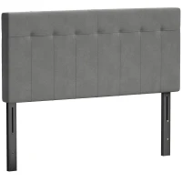 HOMCOM Cabecero 3 alturas regulable Cabecero de cama con patas metálicas efecto terciopelo para dormitorio 140x10x106/116/126 cm Gris(m-1)
