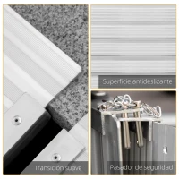HOMCOM Rampa para Sillas de Ruedas Plegable 61 cm Carga 270 kg Rampa Portátil de Aluminio con Bordes de Seguridad Plata(m-5)