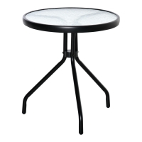 Outsunny Beistelltisch Garten wetterfester Gartentisch mit Glastischplatte, Balkontisch aus Metall Ø50x55H cm