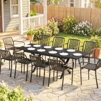 Outsunny Tavolo da giardino allungabile per 8-10 persone, 214x85x73 cm, Grigio antracite(m-6)