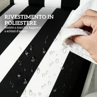 Outsunny Set 2 Cuscini per Sedie da Esterno con 6 Lacci di Fissaggio, in Cotone, 183x54x6.5 cm, Nero e Bianco(m-4)