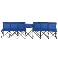 Outsunny 6 Seat Folding Sports Bench Portable Sports Team Bench Spectator Chair with Cooler Bag and Carrying Bag for Outdoor Picnic Camping - Blue(m-1)