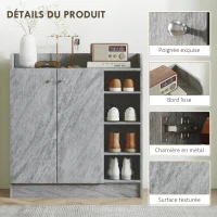 HOMCOM Meuble de rangement à chaussures pour entrée avec 4 compartiments ouverts et placard double porte - étagère réglable(m-6)
