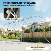 Outsunny Garagem Exterior para Carro 3x5 m Impermeável com Tecido PE Resistente Estrutura de Aço Galvanizado UPF30+ Cinzento(m-6)
