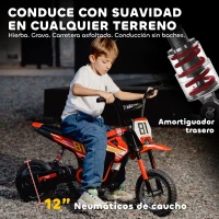 AIYAPLAY Moto Eléctrica para Niños 24V con Motor 250W Velocidad de 6-16km/h Ruedas de 12'' para Niños de 8-12 Años Rojo(m-6)