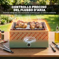 Outsunny Barbecue Portatile a Carbone con Ventilatore Integrato per Esterni, Verde Chiaro(m-4)
