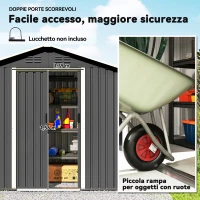 Outsunny Casetta da Giardino Capanno Porta Attrezzi Acciaio 194x107x191 cm, Grigio(m-5)