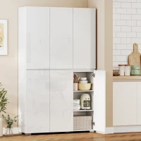 HOMCOM Buffet alto lucido con 6 ante e ripiani regolabili, Bianco(m-2)