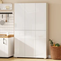 HOMCOM Buffet alto lucido con 6 ante e ripiani regolabili, Bianco(m-6)