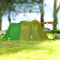 Outsunny Tente de camping Gonflable tente Gonflable tunnel 3-6 Personnes chambre à coucher, salon porche 420 x 200 x 150 cm Bleu(m-6)