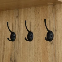 Ensemble vestiaire avec 5 crochets, miroir, meuble à chaussures et placard encastré, 98,5x38x191 cm, Couleur naturelle(m-7)