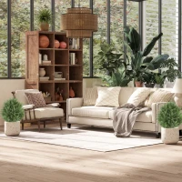 HOMCOM Set de 2 plantas artificiales, planta sintética resistente a UV tipo ciprés con 387 hojas y estaca para tierra, Ø40 x 60H cm, Verde(m-5)