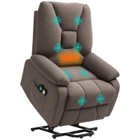 HOMCOM Fauteuil releveur électrique inclinable avec repose-pied et télécommande, tissu polyester aspect lin marron(m-11)