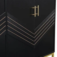 Credenza moderna con 4 ante e ripiani regolabili in altezza, in MDF, 160x40x80,5 cm, Nero(m-7)