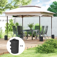 Outsunny Lot de 4 Sacs de Lestage pour Tonnelle, Sacs de Poids pour Tonnelle Remplis d'Eau ou Sable, Poignées de Transport, Noir(m-10)