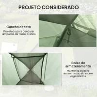 Outsunny Tenda de Campismo para  2-3 Pessoas Dobrável com Bolsa de Transporte 200x200x135 cm Verde(m-7)