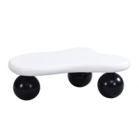 Tavolino da salotto a nuvola con illuminazione LED e gambe tonde, 95x62.5x32 cm, Bianco e Nero(m-8)