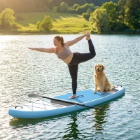 Outsunny Conjunto Prancha Stand Up Paddle Inflável 320 cm SUP com Remo Ajustável Convés EVA Antiderrapante Coleira Bomba(m-5)