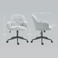 HOMCOM Scaun fauteuil de birou cu spătar și șezut capitonat reglabil în înălțime rotativ 360° bază neagră tapiterie țesătură gri(m-3)