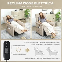 HOMCOM Poltrona Reclinabile con Poggiapiedi, Riscaldamento, 8 Punti Massaggio e 5 Modalità, Tessuto Vellutato, Beige(m-5)