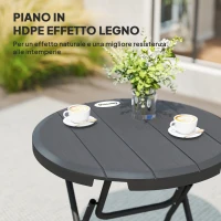 Outsunny Tavolo da Giardino Rotondo Pieghevole per 4 Persone in Alluminio e Plastica HDPE, Ø80x73 cm, Grigio(m-5)