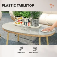 Outsunny Tuinmeubelset 4-delig Polyrattan lounge set met tweezitter, 2 stoelen, tafel, diepe zitplaatsen, dikke kussens(m-8)