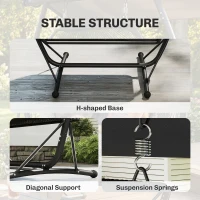 Outsunny Double Hanging Egg Chair with Canopy, Rattan Garden Egg Swing Chair with Cushion, Stand for Indoor Outdoor, Dark Grey(m-8)